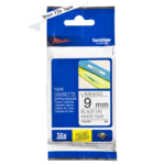 Genuine Brother TZe-221 Labelling Tape – Black on White, 9mm wide